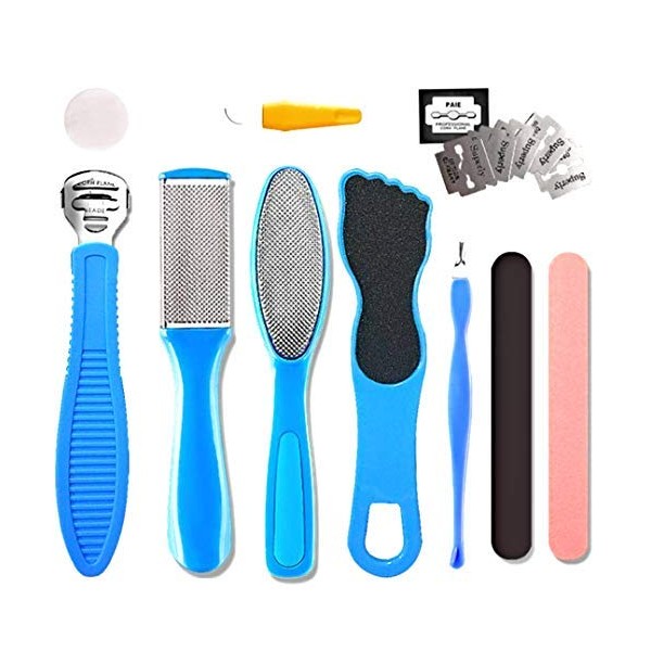Professional 10pcs kit Home Pedicure Callus Remover Foot Corn Remover with Nail File Removing Hard, Cracked and Dead Skin Cells.