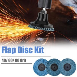 Mesee 15Pcs 2 Inch Roll Lock Flap Disc Kit, 40/60/ 80Grit Quick Change Flap Grinding Wheel with 1/4 Inch Shank Disc Pad Holder Die Grinder Sanding Abrasive Discs for Surface Conditioning Rust Removal