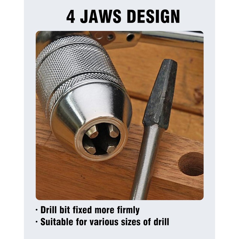 Carpenters Bit Brace Hand Crank Drill with 12-Inch Swing Arm,