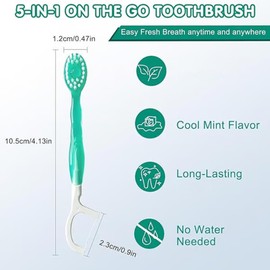 5 In 1 Toothbrush & Floss, 26 Packs Disposable Toothbrushes with Toothpaste, Mini brush Toothpaste and Floss 5-in-1 Portable Individually Wrapped Box, Oral Care On The Go Prepasted Travel Toothbrush