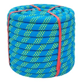 Climbing Rope 3/4 in x 100 Ft Blue Bull Rope Polyester Braided Arborist Rope 48 Strands Climbing Rope for Adults for Tree Pulling,Nautical Rigging Rope Rope Swing for Tree