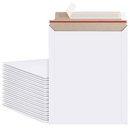 Poever Photo Document Mailers 9.25x11.75 White Cardboard Envelopes 25 Pack Rigid Self Seal Mailing Envelopes, Stay Flat Shipping Envelopes for Documents