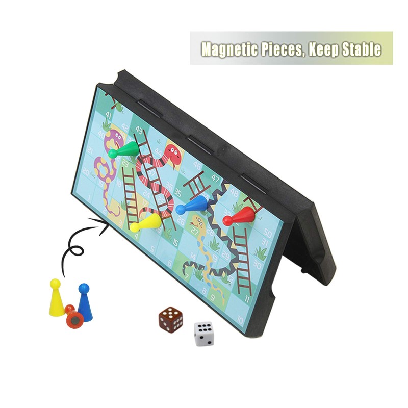 KOKOSUN Magnetic Folding Snakes and Ladders Board Game Mini Set