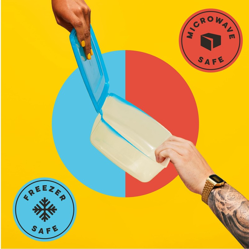 Premium Attached Food Storage Containers, Permanently Attached Plastic Lid, Never