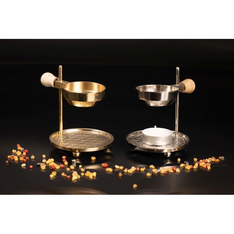 NKlaus 15866 Tea Light Incense Burner Gold Flower of Life