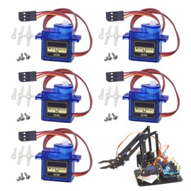 5 Pcs SG90 Micro Servo Motor, Micro RC Servo Motor, Metal Geared MotorKit for ALL kind RC Toys, Compatible with Arduino Projects and Raspberry Pi, Drone/Car/Airplane/Helicopter/Vehicles/Robots