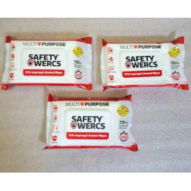 Safety Wercs Multipurpose 75% Isopropyl Alcohol Cleaning Wipes 150 Wipes (3x50) Resealable