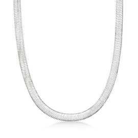 Ross-Simons Italian 8mm Sterling Silver Herringbone Necklace. 18 inches