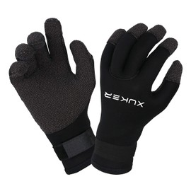 XUKER Water Gloves, 3mm & 5mm Neoprene Five Finger Warm Wetsuit Winter Gloves for Scuba Diving Snorkeling Surfing