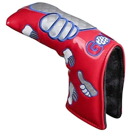 Premium PU Leather Scotty Cameron Odyssey Putter Cover Magnetic Closure GoodJob Embroidery Pin Type (Red)