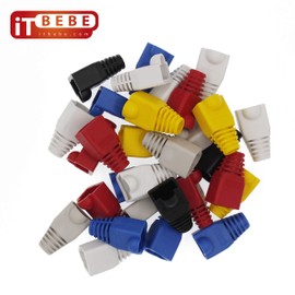 ITBEBE RJ45 Strain Relief Boot Covers - 100 Count Set for Cat5, Cat5e, and Cat6 Ethernet Connectors (Multicolor-6)