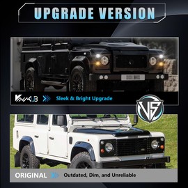 VANKUB 8 PCS LED Upgrade Round Light Indicator Light for 1995-2016 Land Rover Defender 90/110/130 Smoked Lens 73mm Round Amber Red White Indicator Light Rear Tail Lmap Fog & Reverse & Front Side Light