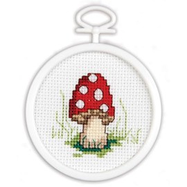 Tobin Janlynn Mini Cross Stitch Kit 2.5" Round-Mushroom (18 Count) (21-1496)