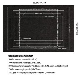 TINYOUTH Puzzle Mats for Puzzles up to 1000/1500/2000 Pieces, 1.5 mm Puzzle Mat Puzzle Accessories Puzzle Mat for Round Puzzle Square Puzzle & Rectangle Puzzle, Black
