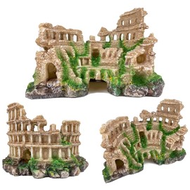 Antique Roman Column Ruins Aquarium Decor, Greek Aquarium Decorations, European Castle&Underground Roman Column Fish Tank Cave, Large Rock Cave Hideout, Safe for Freshwater & Saltwater Tanks
