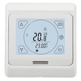 Wengart Room Thermostats WG809,7-day Programmable LCD Display Touch Screen 230V 3A for Radiant Floor Heating White