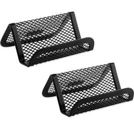 YUEMING Pack of 10 Metal Mesh Business Card Holder, Business Card Stand for Desk, Business Card Stand, Portable Business Card Case for Office, Name Card, Business Card