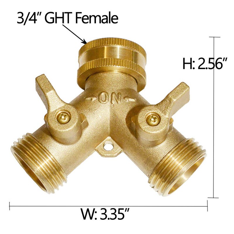 Brass Hose Splitter Garden Hose Y Valve Connectors 2 way