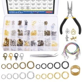 Glarks 2723Pcs Open Jump Rings and Lobster Clasps Kit Jewelry Making Supplies Jewelry Repair Tools Kit Jewelry Finding Kit with Jewelry Pliers and Waxed Necklace Cords for Jewelry Making