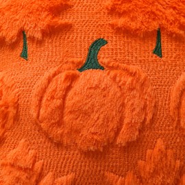 Rguct Fall Pillow Covers 18"x18" Set of 2 Orange Pumpkin Soft Faux Fur Pillow Covers Maple Leaf Fall Pillows for Sofa Couch Bed, Fluffy Plush Pillow Cases for Autumn Thanksgiving Farmhouse Home Décor