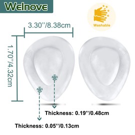 Welnove 10Pcs Metatarsal Pads Self-Sticking Ball of Foot Cushions Adhere to Shoes Anti-Slip Forefoot Cushions for Mortons Neuroma,Foot Sore(Forefoot Pads)