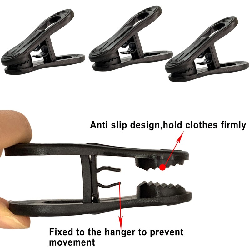 TOFIIGREM Black Hanger Clips 60 PCS, Multi-Purpose Plastic Clips Perfect