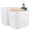 HOZEON 10 Pack White Plastic Storage Bins with Handle, Stackable