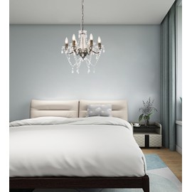 Mr.Color Black and Gold Chandeliers Acrylic Crystal Modern Farmhouse Chandelier Lighting 6 Light Pendant Lighting for Dining Room Living Room Enrtryway