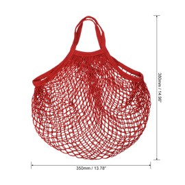 MECCANIXITY Cotton Mesh Bag, 15x13.8" Reusable Washable Mesh Net String Grocery Bags Organizer for Fruits Vegetables Shopping Red