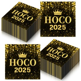 100 Pcs Homecoming Napkins Black and Gold 2025 Prom Napkins Serve 100 Guest Homecoming Party Supplies for School Celebration Supplies Prom Decorations Graduation Party Decorations