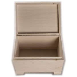 Wooden Storage Chest with Curved Hinged Lid | 20 x 14 x 12.5 cm | Trinket Keepsake Gift Decorative Box | Unpainted & Untreated Plain Lindenwood