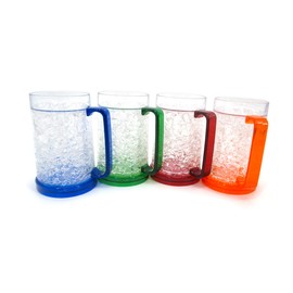 Trademark Innovations Plastic Freezer Beer Mugs with Gel (Set of 4)