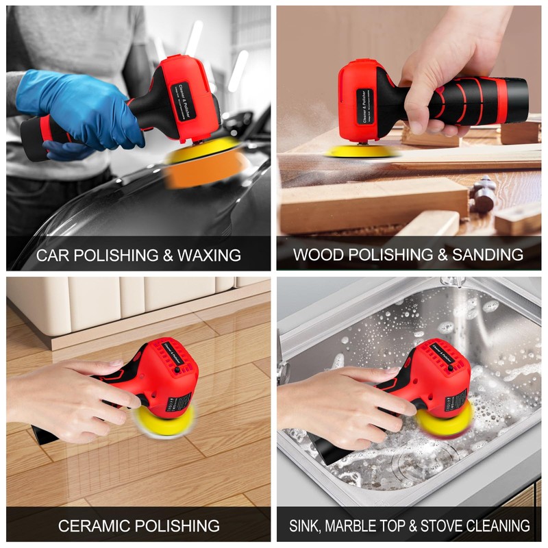 Cordless Sander, 3" Palm Sander with 2Pcs 16.8V 3.0Ah Batteries,