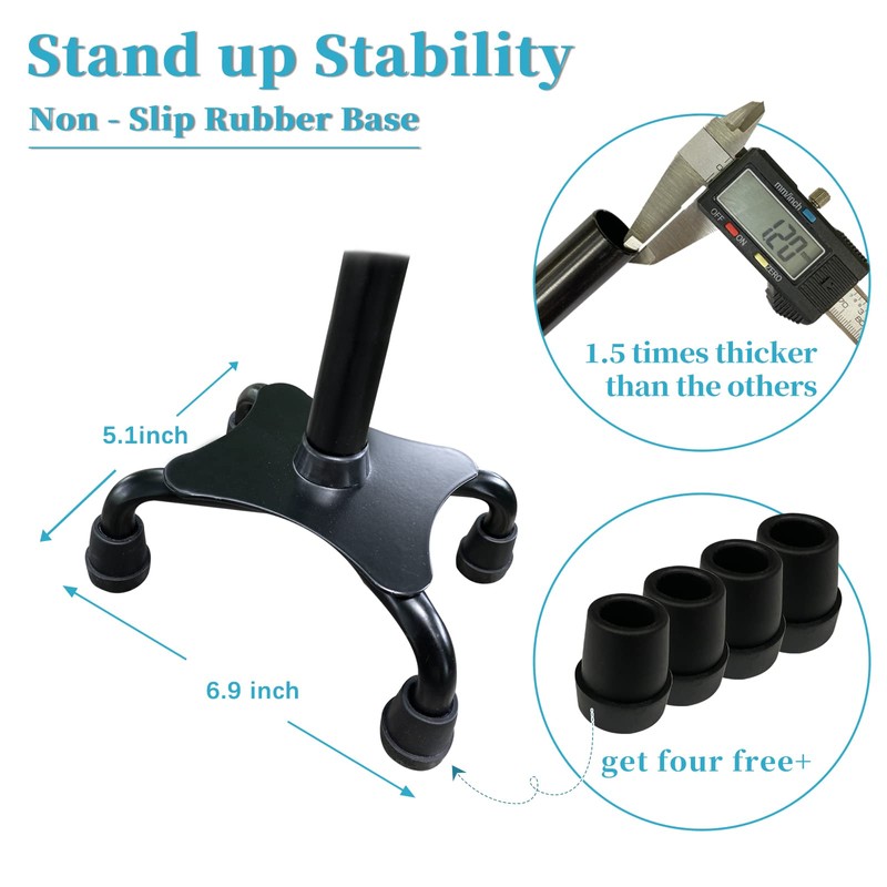 AOHHL Quad Walking Cane Foldable Adjustable Portable Stick Men &