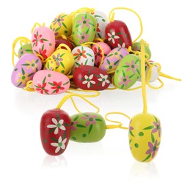 com-four Decorative Easter Eggs for Hanging, Made of Wood in Great Colours, Beautiful Patterns