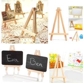 JZK 10 x Mini Little Small Wood Chalkboard Display Easel Party Sign Photo memo Holder Place Card Name Card Table Number Holder Stand for Wedding Birthday Baby Shower Party & bar Table Setting