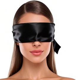 Antifaz de satén para dormir en pareja – Cubre ojos suave y ajustable para adultos, ajuste cómodo para siestas, meditación, viajes y uso nocturno – Ligero y delicado con la piel (Negro)