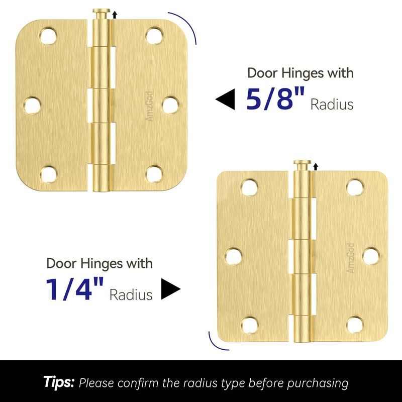 AmzGod Door Hinges Satin Brass - 30 Pack Gold Door