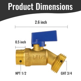 Angry Pony NPT1/2 x GHT 3/4 Brass Rain Barrel Spigot Kit, Outdoor Faucet with Bulkhead Fitting for Water Bucket,Hose Bib,Rainwater Barrel