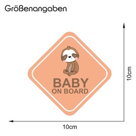 Finest Folia Baby on Board Aufkleber Auto 10x10cm Tier Motiv Sticker Autoaufkleber fr Heckscheibe Kofferraumdeckel Kfz Zubeh?r Selbstklebend Wetterfest R127 (Nr. 6 Faultier)