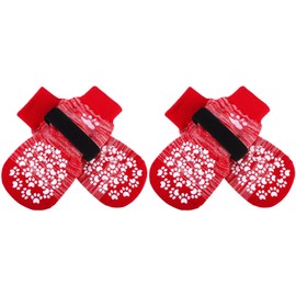 EXPAWLORER Anti Slip Dog Socks to Prevent Licking Paws, Dog Shoes for Hot Pavement, Dog Booties for Small Medium Large Senior Dogs, Traction Control Dog Boots & Paw Protectors for Hardwood Floors-Red