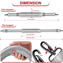 Shoulder Strap 59 Inch Universal Bag Strap with Ultra Thick, Firm, Breathable Padding, Adjustable Shoulder Strap for Laptop Bag, Shoulder Bag, Sports Bag and More, Grey, Silver Jacquard
