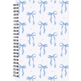 INCOK Blue Bow Notebook - Coquettte School Supplies Bow Journal Cute Note Book Preppy Back to School Stuff Study Supplies Stationery for Students Girly Teen 5.5x8.3 Inches