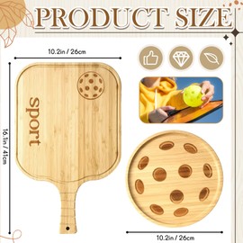 Patelai Pickleball Charcuterie Boards Set Pickleball Gifts for Women and Men Cheese Board with Handle 16.1 x 10.2 Inch and Plate 10.2 Inch Serving Tray Cutting Board Set for Fans Club Gatherings