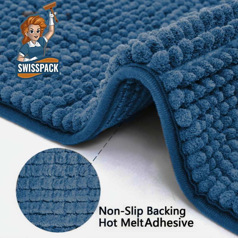 SWISSPACK 80x50 CMS Microfiber Bath Mat for Bathroom, Non-Slip Super