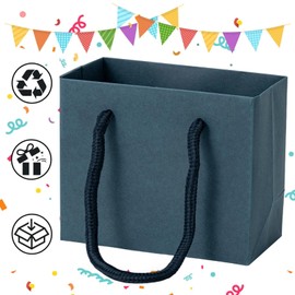 Umoofine Navy Blue Gift Bags Small 50 Pack, 4.72x2.36X3.94 Inches Paper Gift Bag, Reusable Heavy Duty min Brown Color Kraft Bag Paper Bags with Handles Bulk for Shopping, Wedding,Party,Birthday