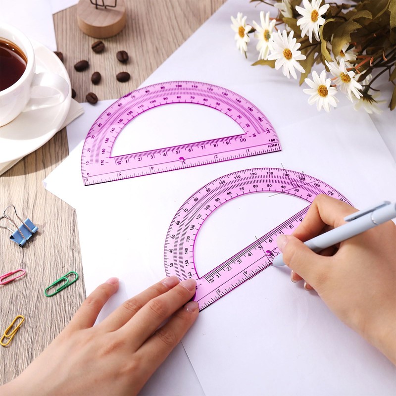Zonon 2 Pcs 6 Inch Plastic Protractor Math Protractors 180