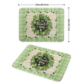 Lucky Clovers Dish Drying Mat for Kitchen 18x24 inch St Patrick's Day Decorative Drying Pad Irish Green Buffalo Check Plaid Shamrock Dish Drainer Mat Protector for Countertops Counter