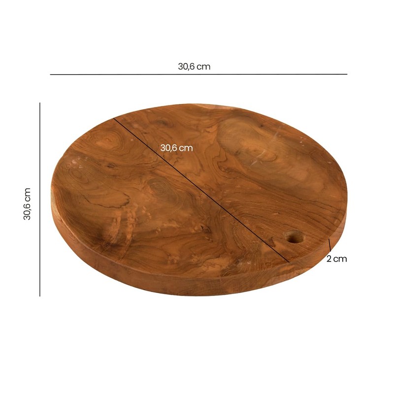 Meubletmoi Round Chopping Board / Decorative Tray Diameter 30cm Teak