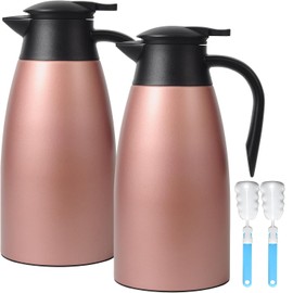 70oz Updated Thermal Stainless Steel Carafe for Hot Coffee & Water, Double Walled Vacuum Carafe (Pink+Pink)